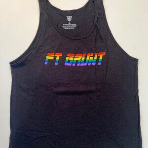 Fort Troff Size L Cotton Blend GRUNT PRIDE Tank Top - Black/PRIDE Colors